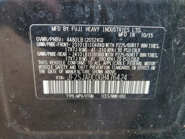 2016 SUBARU FORESTER 2 - JF2SJADC0GH476424