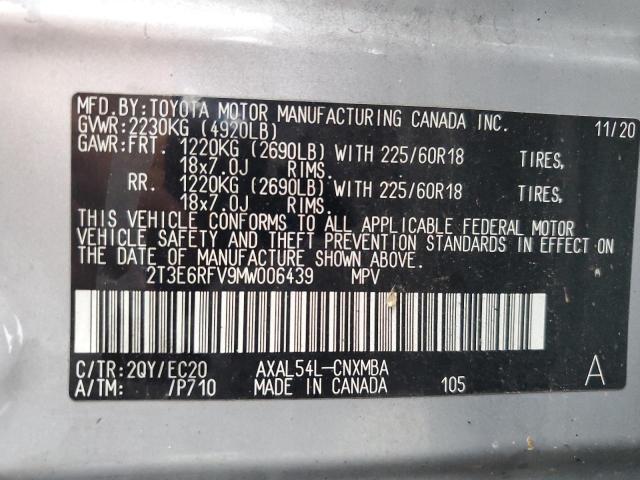 VIN 2T3E6RFV9MW006439 2021 Toyota RAV4, Xse no.13