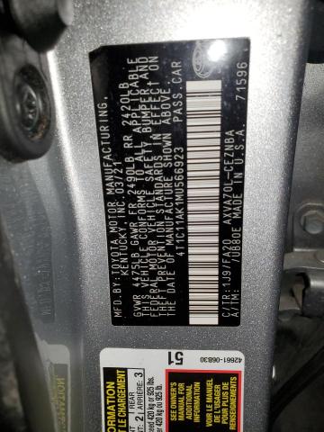 2021 TOYOTA CAMRY LE 4T1C11AK1MU566923