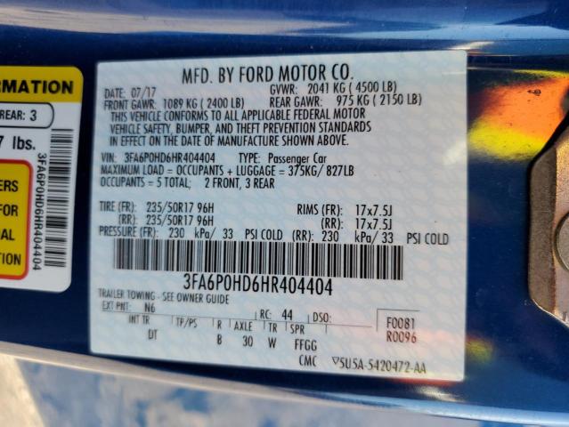 2017 FORD FUSION SE - 3FA6P0HD6HR404404