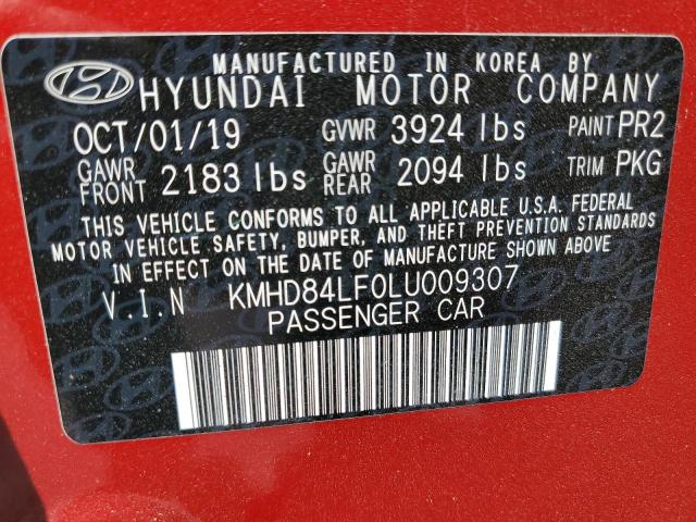 VIN KMHD84LF0LU009307 2020 HYUNDAI ELANTRA no.12