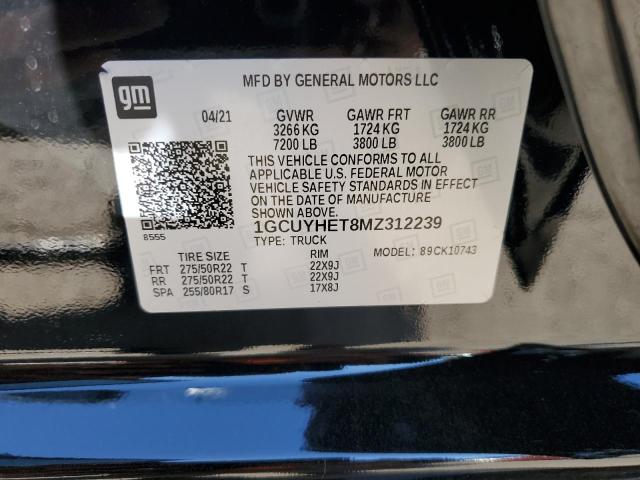 2021 CHEVROLET SILVERADO - 1GCUYHET8MZ312239