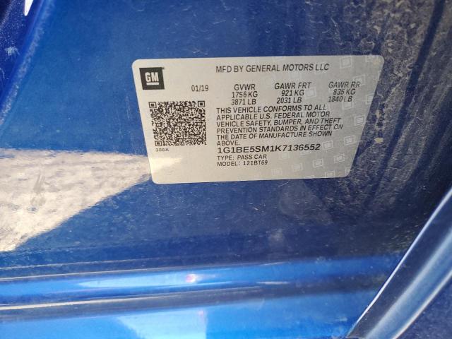 2019 CHEVROLET CRUZ 1G1BE5SM1K7136552