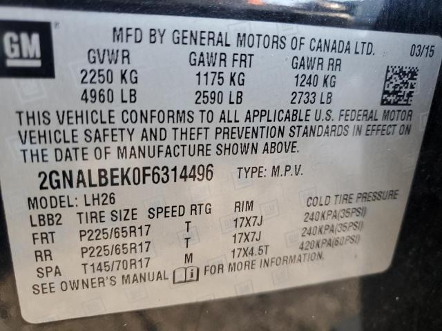 2015 CHEVROLET EQUINOX LT 2GNALBEK0F6314496  71794274