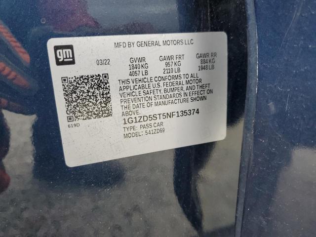 2022 CHEVROLET MALIBU LT - 1G1ZD5ST5NF135374