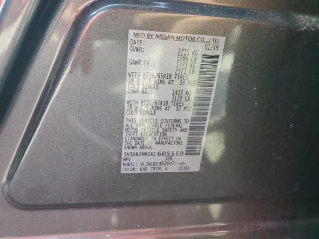 2019 NISSAN PATHFINDER - 5N1DR2MM1KC605559