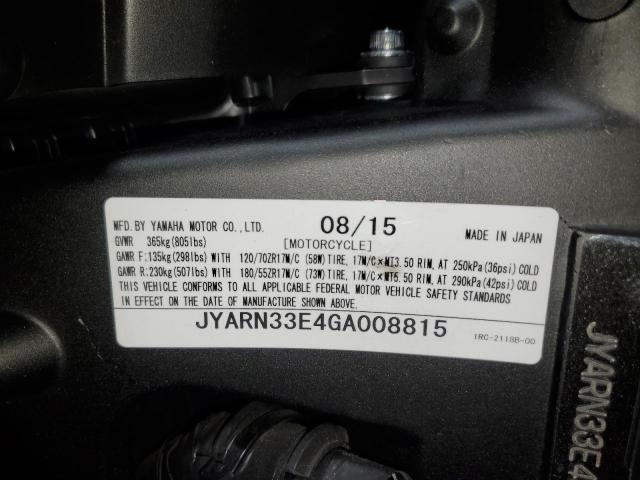 2016 YAMAHA FZ09 JYARN33E4GA008815