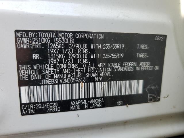 VIN JTMEB3FV2MD059313 2021 Toyota RAV4, Xse no.13