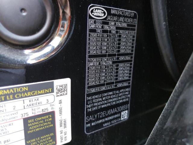 2021 LAND ROVER RANGE ROVE - SALYT2EU6MA308591