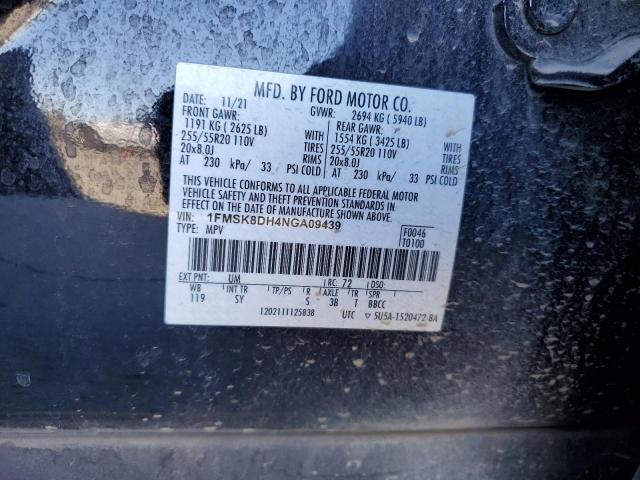 VIN 1FMSK8DH4NGA09439 2022 FORD EXPLORER no.13