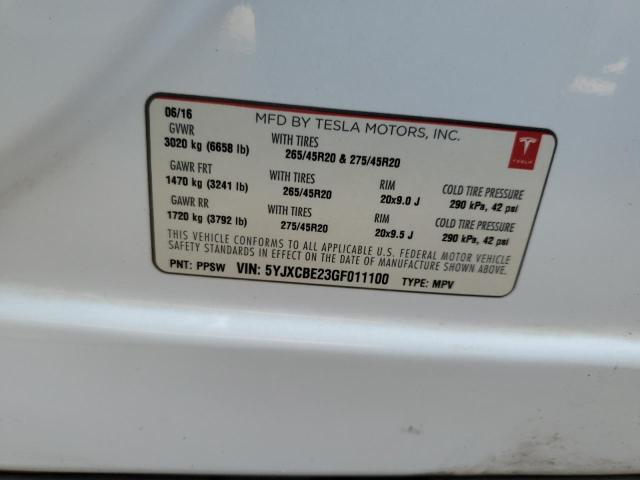 2016 TESLA MODEL X - 5YJXCBE23GF011100