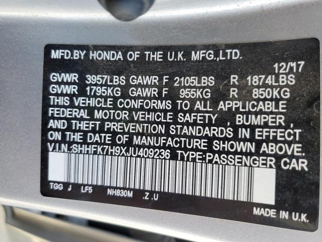 2018 HONDA CIVIC SPOR - SHHFK7H9XJU409236