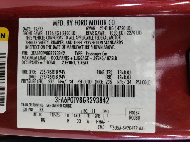 VIN 3FA6P0T98GR293842 2016 Ford Fusion, SE no.13