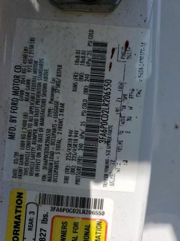 2020 FORD FUSION SEL - 3FA6P0CD2LR206550