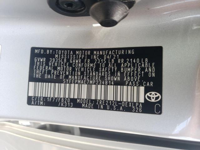 2021 TOYOTA COROLLA LE - 5YFEPMAE7MP234814