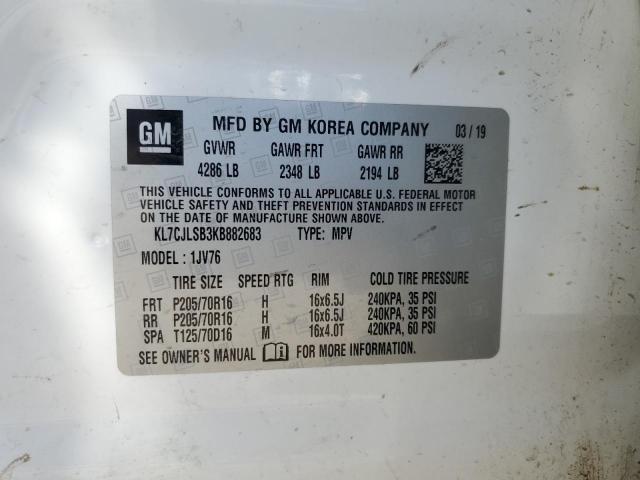 2019 CHEVROLET TRAX 1LT - KL7CJLSB3KB882683
