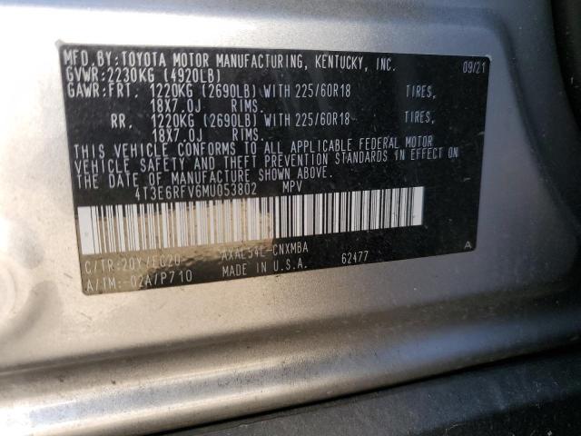 VIN 4T3E6RFV6MU053802 2021 Toyota RAV4, Xse no.13