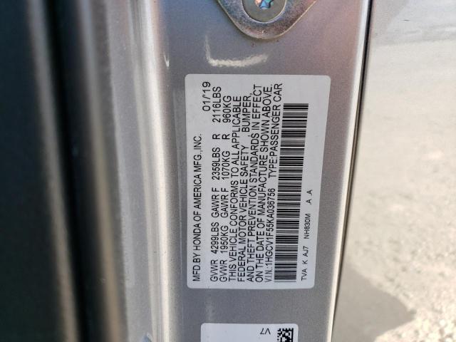 2019 HONDA ACCORD EXL - 1HGCV1F55KA036756