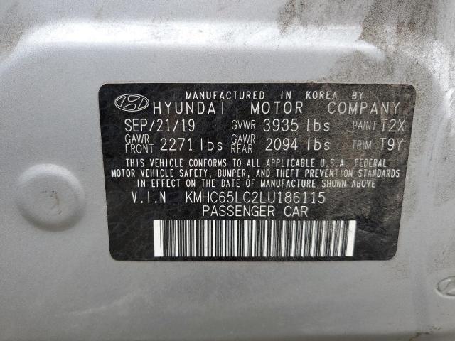 VIN KMHC65LC2LU186115 2020 Hyundai Ioniq, Blue no.12