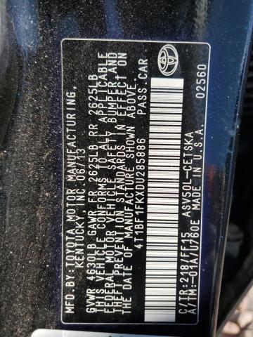 VIN 4T1BF1FKXDU285886 2013 Toyota Camry, L no.13