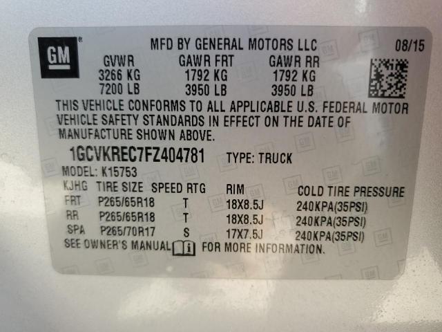 2015 CHEVROLET SILVERADO - 1GCVKREC7FZ404781