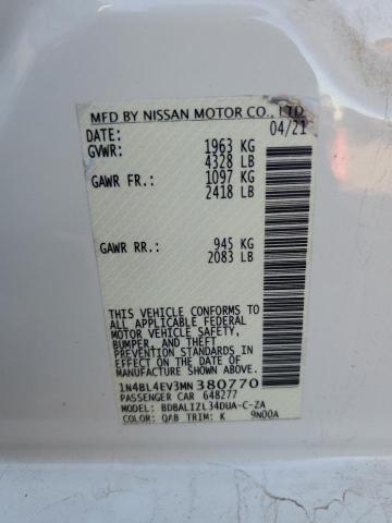 2021 NISSAN ALTIMA SL - 1N4BL4EV3MN380770