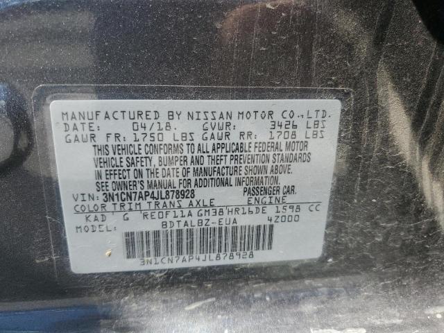 VIN 3N1CN7AP4JL878928 2018 Nissan Versa, S no.12