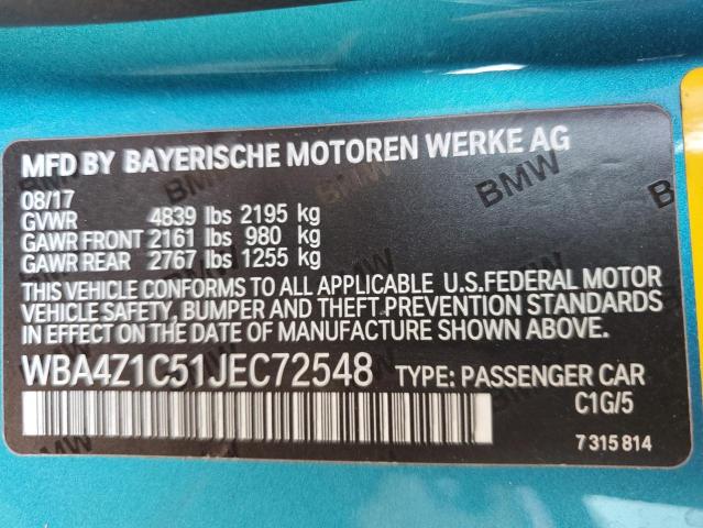 VIN WBA4Z1C51JEC72548 2018 BMW 4 Series, 430I no.13