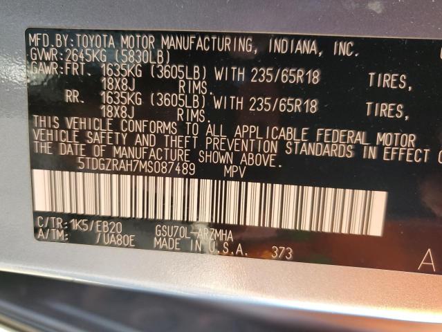 VIN 5TDGZRAH7MS087489 2021 Toyota Highlander, Xle no.14