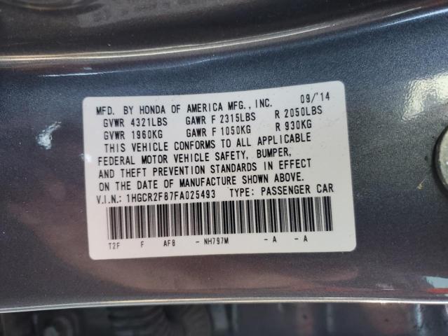 VIN 1HGCR2F87FA025493 2015 Honda Accord, Exl no.13