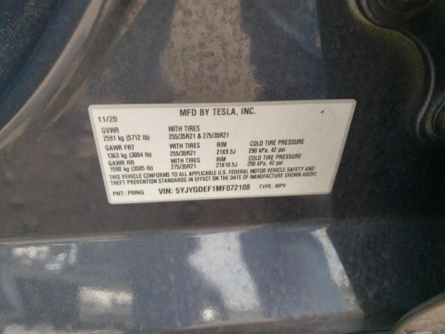 2021 TESLA MODEL Y - 5YJYGDEF1MF072108