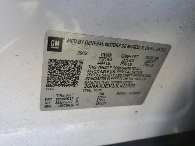 2018 CHEVROLET EQUINOX LT - 3GNAXJEV1JL411929