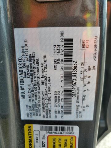 VIN 3FA6P0G7XLR135652 2020 Ford Fusion, S no.14