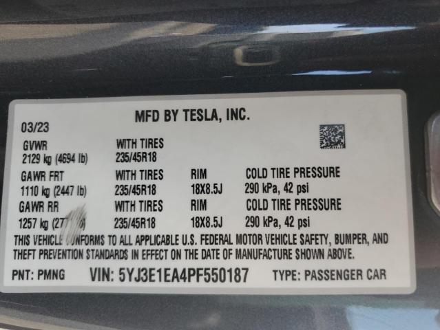 VIN 5YJ3E1EA4PF550187 2023 TESLA MODEL 3 no.13