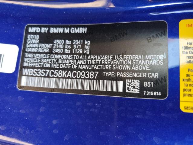 VIN WBS3S7C58KAC09387 2019 BMW M4, CS no.12