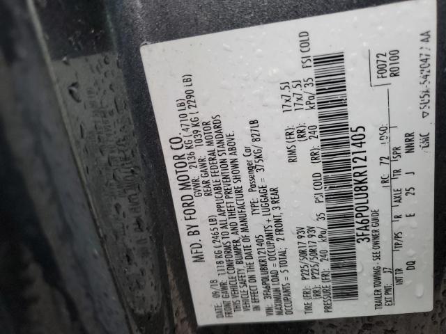 2019 FORD FUSION SE - 3FA6P0LU8KR121405