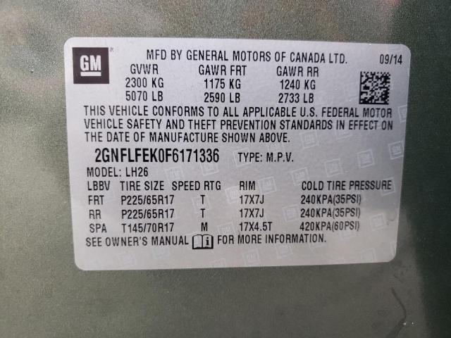 2015 CHEVROLET EQUINOX LT - 2GNFLFEK0F6171336