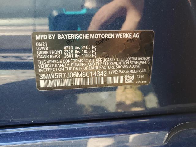 VIN 3MW5R7J06M8C14342 2021 BMW 3 Series, 330XI no.12