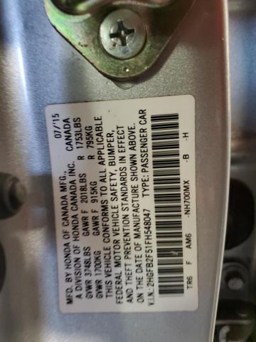 VIN 2HGFB2F51FH548047 2015 Honda Civic, LX no.13