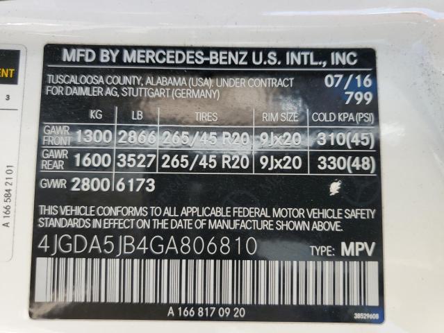 2016 MERCEDES-BENZ GLE 350 - 4JGDA5JB4GA806810