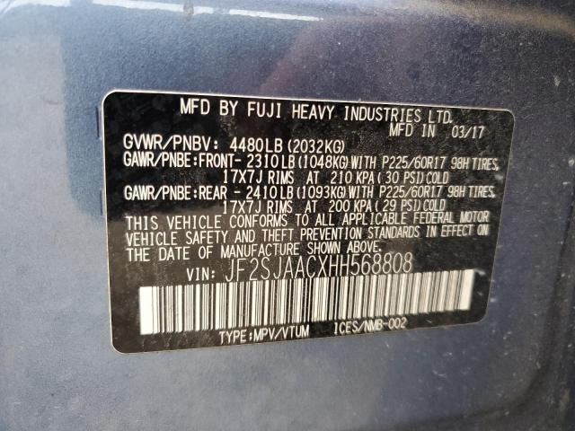 2017 SUBARU FORESTER 2 - JF2SJAACXHH568808