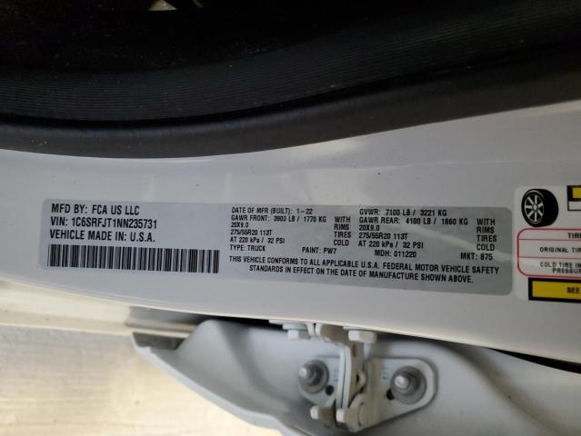 2022 RAM 1500 LARAM - 1C6SRFJT1NN235731