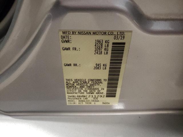 2019 NISSAN ALTIMA S - 1N4BL4BV8KC211292