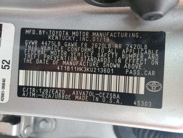 VIN 4T1B11HK3KU213601 2019 Toyota Camry, L no.12