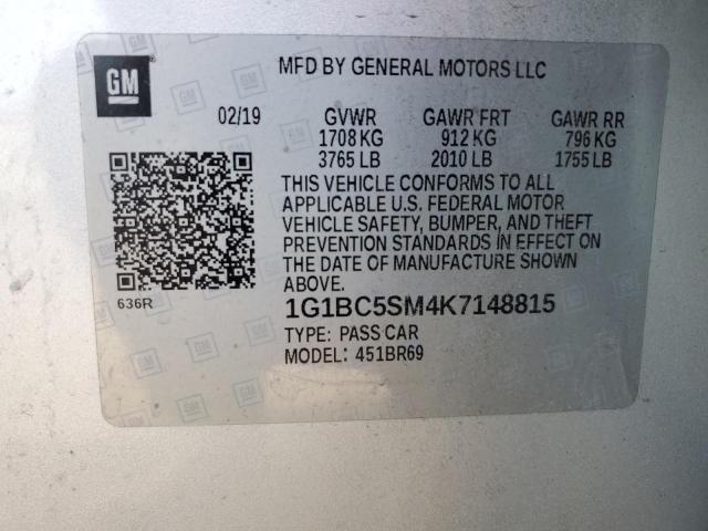 2019 CHEVROLET CRUZE LS - 1G1BC5SM4K7148815