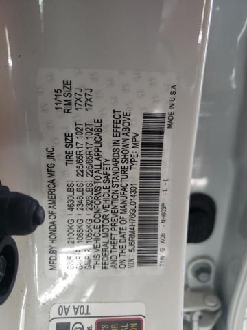 2016 HONDA CR-V EXL - 5J6RM4H76GL014301