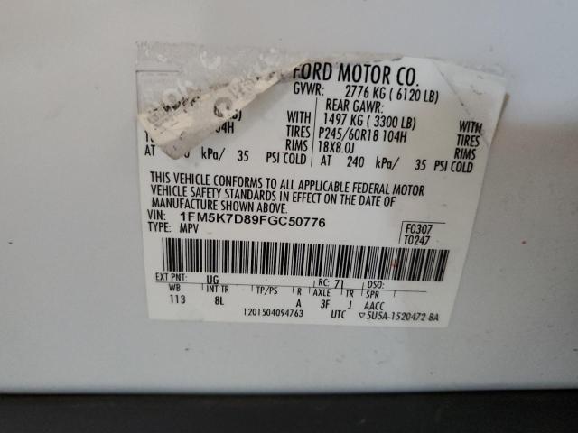 2015 FORD EXPLORER X - 1FM5K7D89FGC50776