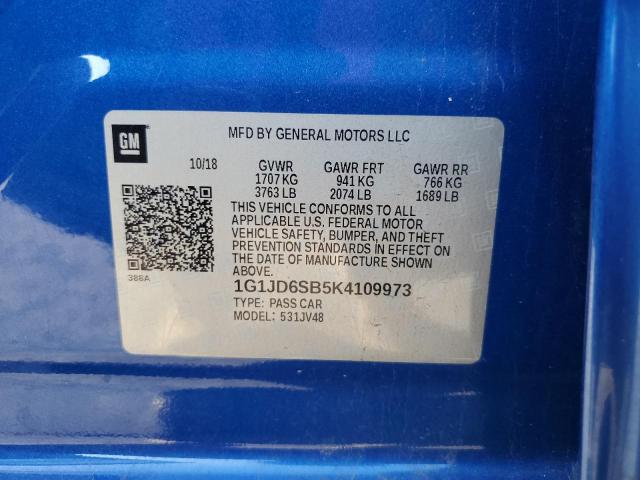 2019 CHEVROLET SONIC LT - 1G1JD6SB5K4109973