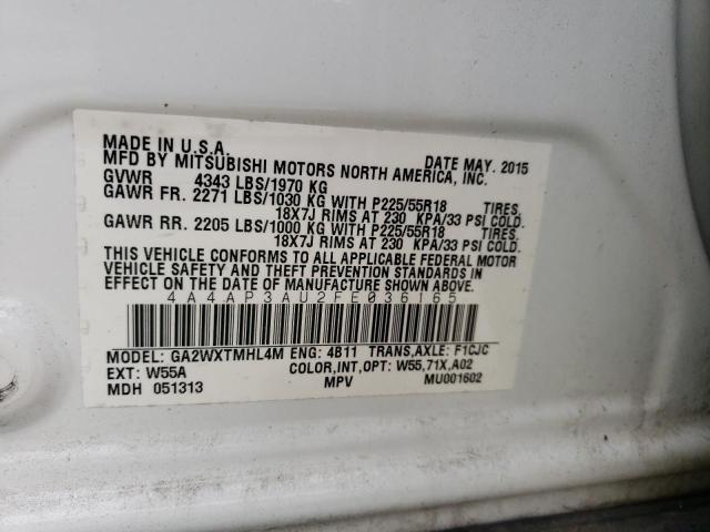 2015 MITSUBISHI OUTLANDER - 4A4AP3AU2FE036165