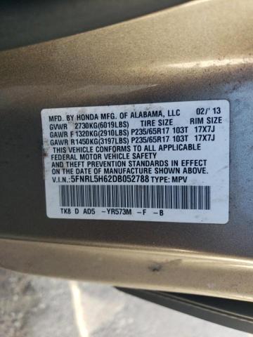 VIN 5FNRL5H62DB052788 2013 Honda Odyssey, Exl no.13